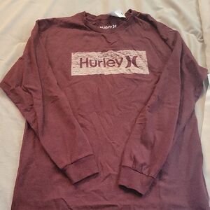 Hurley Maroon Textured Long Sleeve Shirt